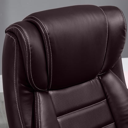 Vinsetto Office Chair with 6-Point Maaage, PU Desk Chair with Padded Seat and Armrest, Computer Chair with Tilt Function for Home, Brown