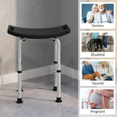 HOMCOM Height Adjustable Bath Stool, Aluminium Shower Stool with Non-Slip Pads for Elderly, Disabled, Seniors, Pregnant, Black