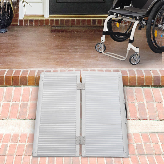 HOMCOM 3ft Folding Aluminum Wheelchair Ramp Scooter Portable Mobility Assist Suitcase Access Aid Disabled