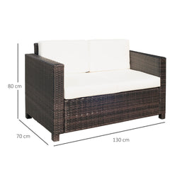 Outsunny Two-Seater Rattan Sofa - Brown