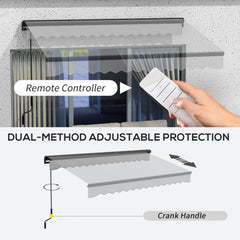 Outsunny Electric Awning with Aluminium Frame and Remote Control, 3 x 2m, Light Grey