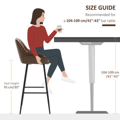 طقم من 2 كرسي بار ريترو من HOMCOM، كراسي بار للإفطار مع مسند للقدمين، كراسي مطبخ مع ظهر وأرجل فولاذية، لمنطقة تناول الطعام والبار المنزلي، بني