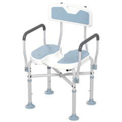 HOMCOM Aluminium Shower Chair, with Padded Seat - Light Blue