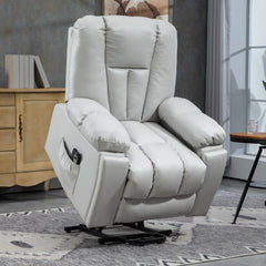 HOMCOM Leathaire Eight Massage Point Armchair, with Reclining Back - Light Grey