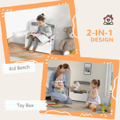 AIYAPLAY 2-in-1 Toy Box for Kids with Lid for Bedroom, Nursery, Playroom, Grey