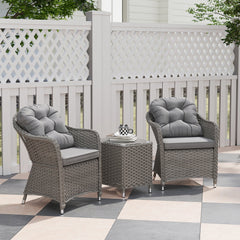 Outsunny Three-Piece Super Padded Rattan Set - Light Grey