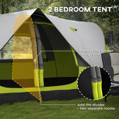 Outsunny Camping Tent for 6-8 Man with 2000mm Waterproof Rainfly and Carry Bag for Fishing Hiking Festival, Yellow