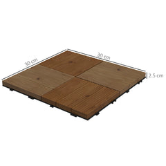 Outsunny 27 Pcs Wooden Interlocking Decking Tiles, 30 x 30 cm Anti-slip Outdoor Flooring Tiles, 0.81√£≈Ω¬° per Pack, All Weather Use for Patio, Balcony, Terrace, Hot Tub, Brown