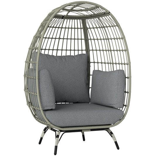 Outsunny Rattan Egg Chair with Cushions and Pillows, Charcoal Grey