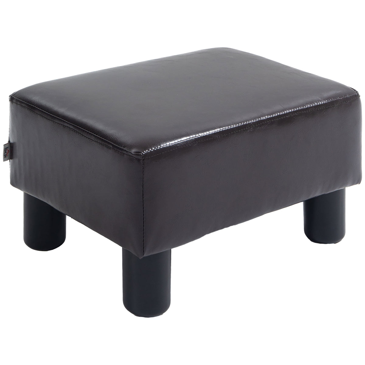 HOMCOM PU Leather Footstool Ottoman Cube with 4 Plastic Legs, Brown