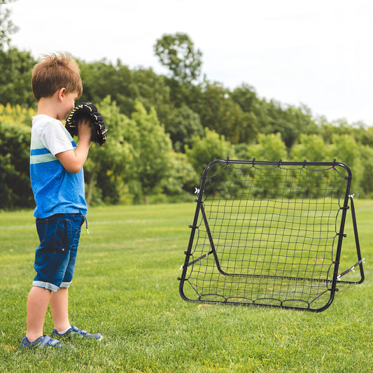 HOMCOM Rebounder Net, Practise Kickback Goal, for Teens, Adults Training - Black