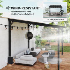 Outsunny 3 x 3(m) Metal Pergola with UPF 50+ and Waterproof Polycarbonate Roof, Wall-Mounted or Free Standing Garden Gazebo, Wind-resistant Outdoor Sun Shade, Dark Grey