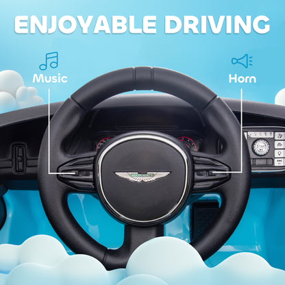 سيارة كهربائية للأطفال تعمل بالبطارية ومرخصة من AIYAPLAY Aston Martin DBX، 12 فولت، سيارة للأطفال مزودة بأضواء وبوق موسيقي، باللون الأزرق