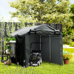 Outsunny 2.2 x 1.6 m Garden Storage Tent, Waterproof Anti-UV Bike Tent with Roll-up Zipper Door, Galvanised Outdoor Storage Shelter Carport for Bike, Motorbike, Garden Tools, Dark Grey