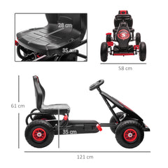 HOMCOM Kids Pedal Go Kart, with Adjustable Seat, Inflatable Tyres - Red