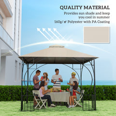 Outsunny 3x3(m) Replacement Gazebo Canopy, Double Tier Roof Top for Garden, Patio, Outdoor, Khaki (TOP ONLY)