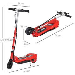 HOMCOM Folding Electric Kids Scooter Ride on Age 7-14, Red/Black