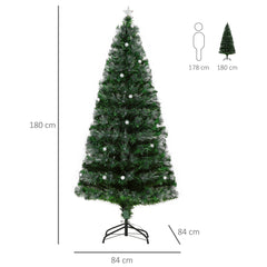 HOMCOM 6ft White Light Artificial Christmas Tree w/ 230 LEDs Star Topper Tri-Base Full Bodied Seasonal Decoration Pre-Lit Home