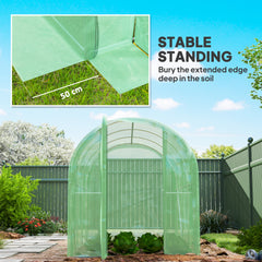 Outsunny 3 x 2 x 2m Polytunnel Greenhouse with Hinged Door, Walk-in Grow House Tent with PE Cover and Galvanised Steel Frame, Green