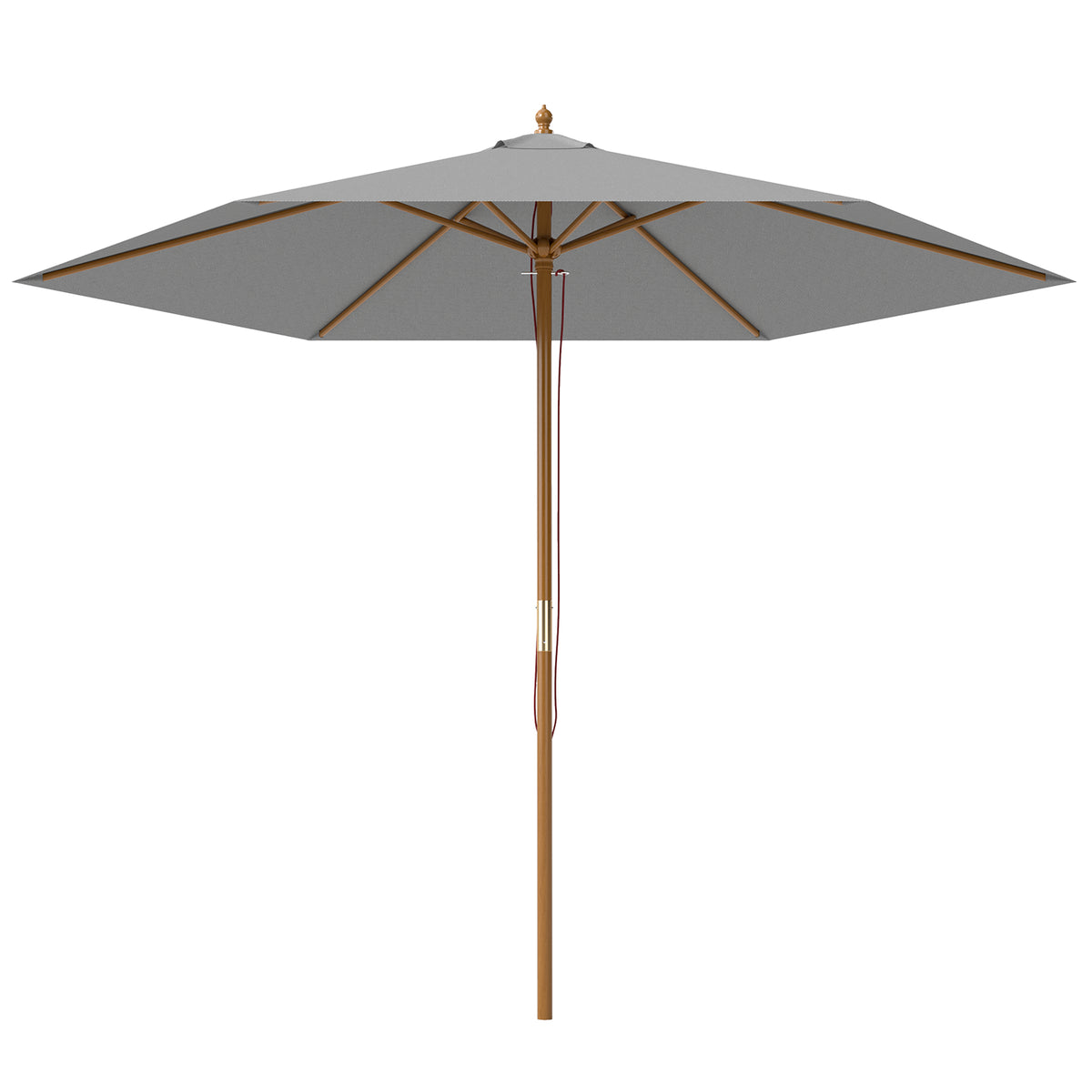 Outsunny 2.5m Wood Garden Parasol Sun Shade Patio Outdoor Wooden Umbrella Canopy Light Grey