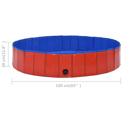 Foldable Dog Swimming Pool Red 160x30 cm PVC