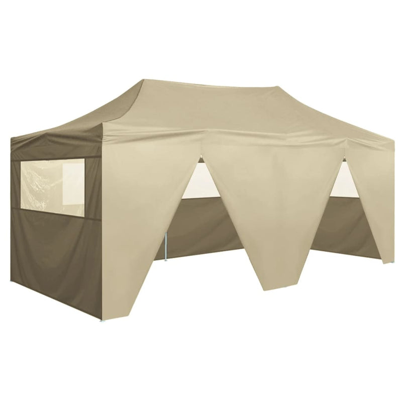 Professional Folding Party Tent with 4 Sidewalls 3x6 m Steel Cream