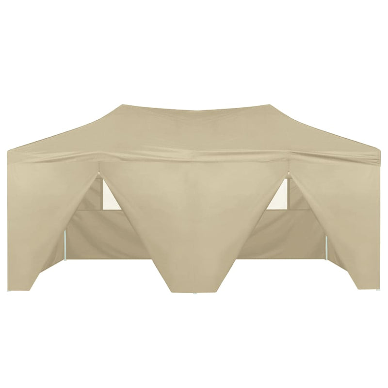 Professional Folding Party Tent with 4 Sidewalls 3x6 m Steel Cream