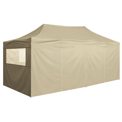 Professional Folding Party Tent with 4 Sidewalls 3x6 m Steel Cream