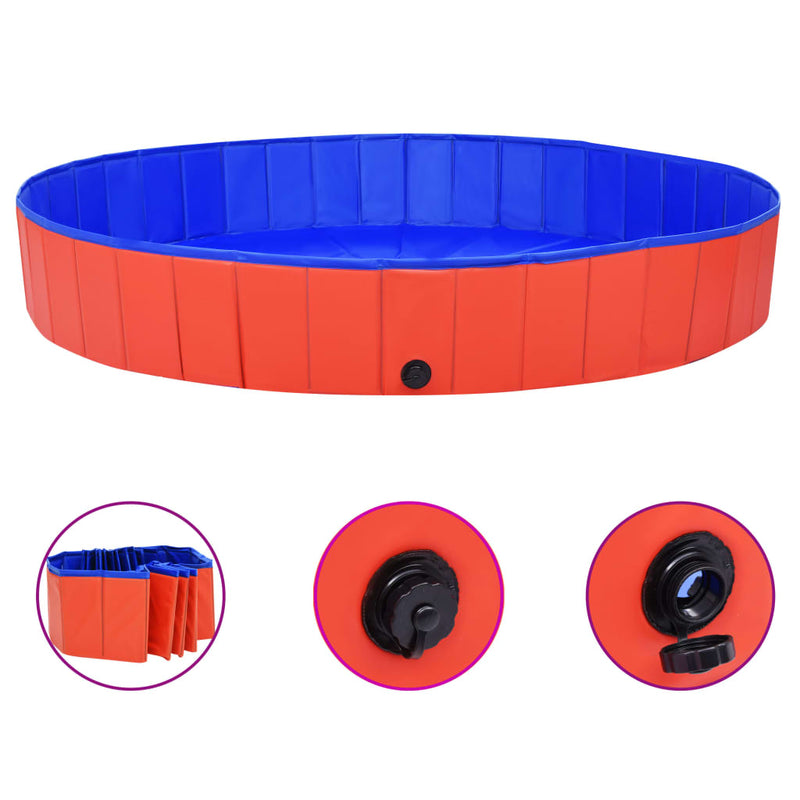 Foldable Dog Swimming Pool Red 200x30 cm PVC