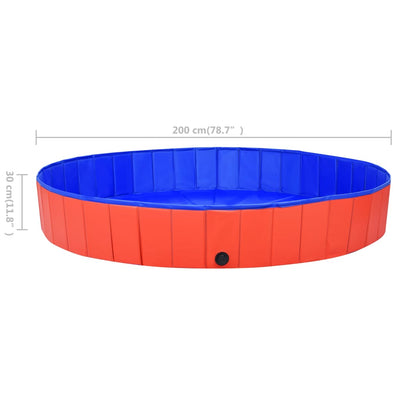 Foldable Dog Swimming Pool Red 200x30 cm PVC