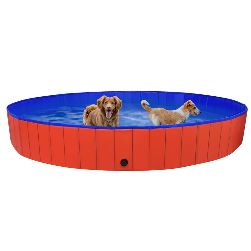 Foldable Dog Swimming Pool Red 300x40 cm PVC