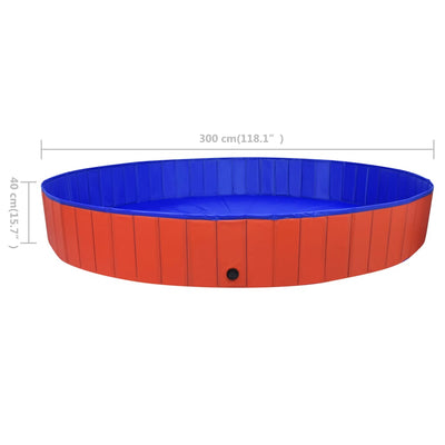 Foldable Dog Swimming Pool Red 300x40 cm PVC