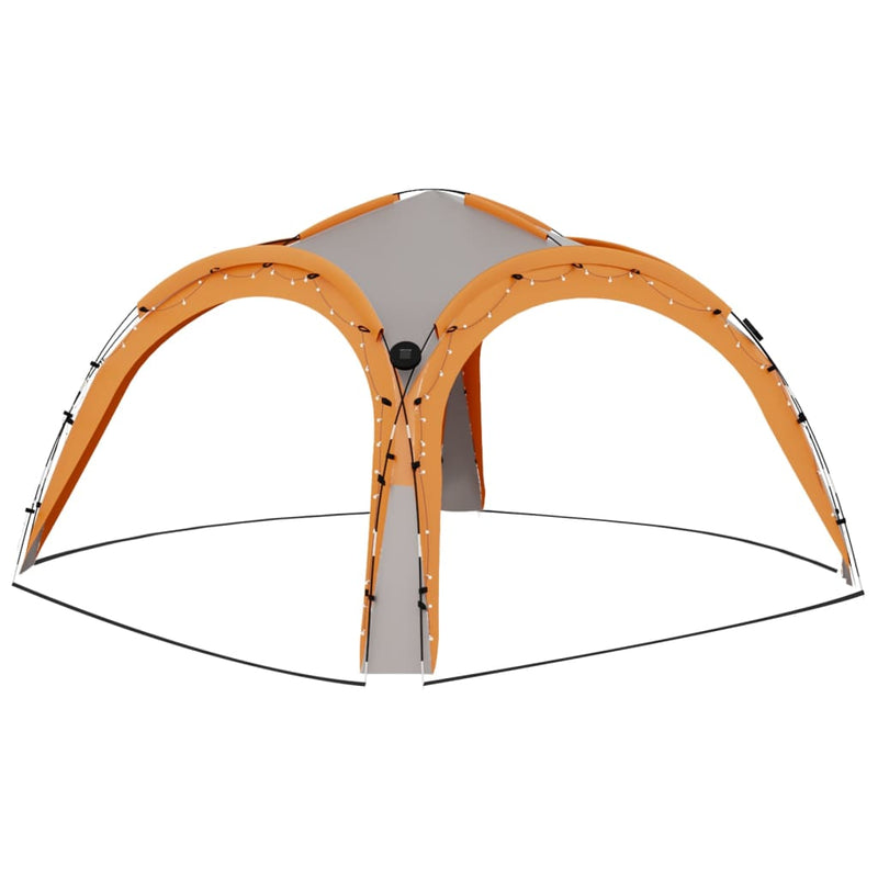 Party Tent with LED and 4 Sidewalls 3.6x3.6x2.3 m Grey&Orange