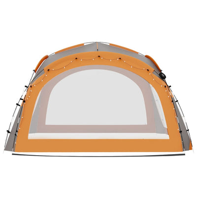 Party Tent with LED and 4 Sidewalls 3.6x3.6x2.3 m Grey&Orange