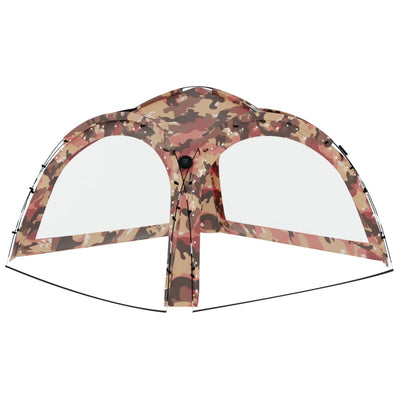 Party Tent with LED and 4 Sidewalls 3.6x3.6x2.3 m Camouflage