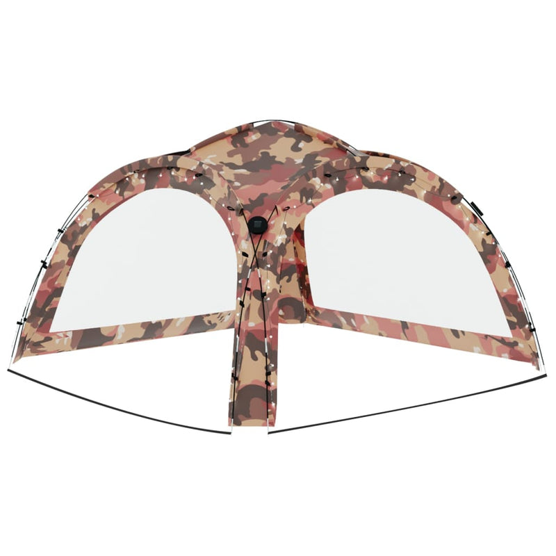 Party Tent with LED and 4 Sidewalls 3.6x3.6x2.3 m Camouflage