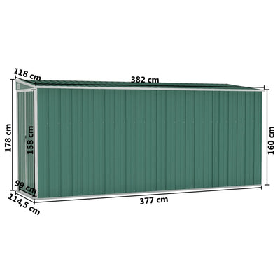 Wall-mounted Garden Shed Green 118x382x178 cm Galvanised Steel