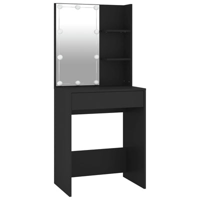 Dressing Table with LED Black 60x40x140 cm