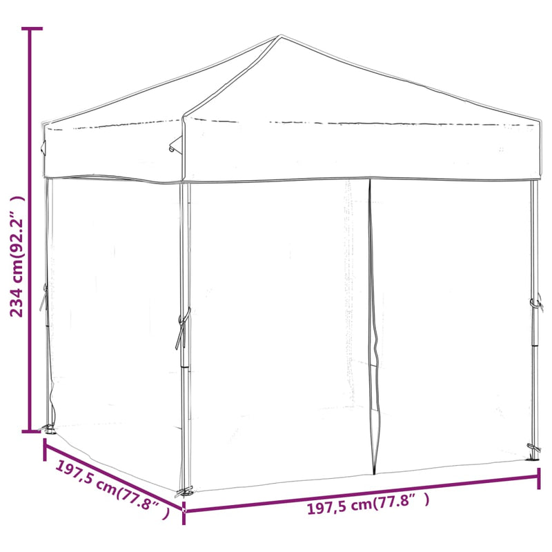 Folding Party Tent with Sidewalls Cream 2x2 m