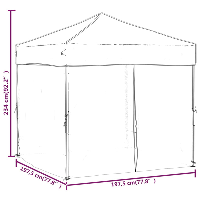 Folding Party Tent with Sidewalls Anthracite 2x2 m