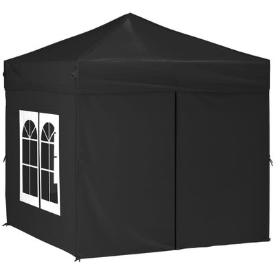 Folding Party Tent with Sidewalls Black 2x2 m