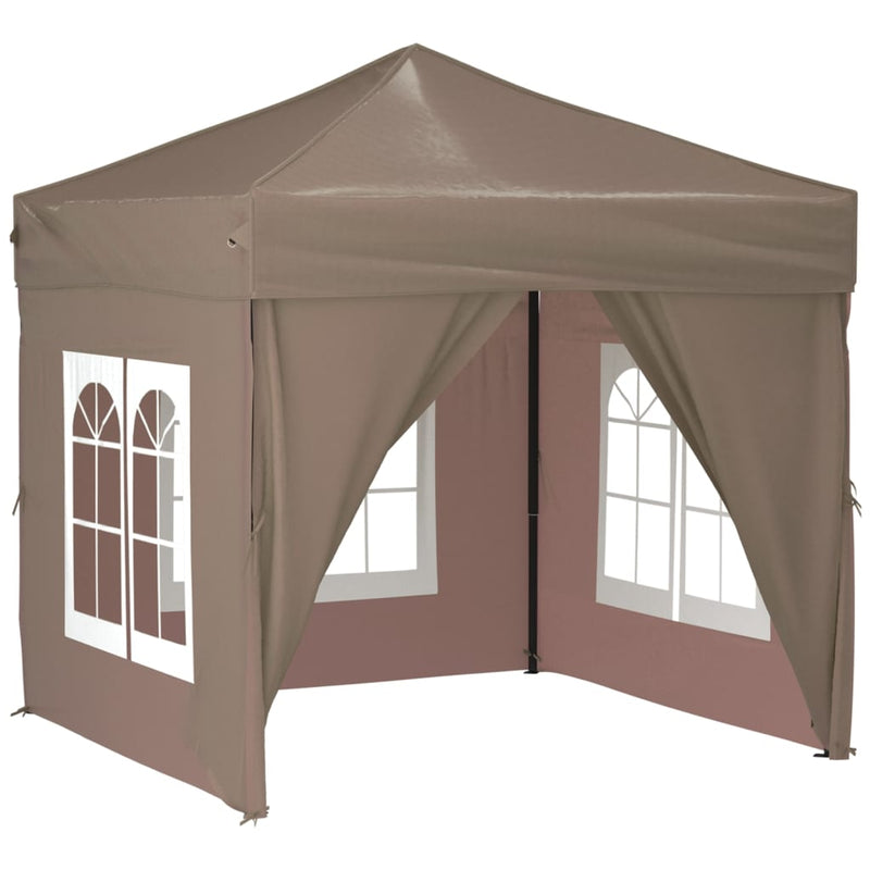 Folding Party Tent with Sidewalls Taupe 2x2 m