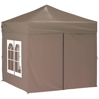 Folding Party Tent with Sidewalls Taupe 2x2 m