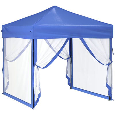 Folding Party Tent with Sidewalls Blue 2x2 m