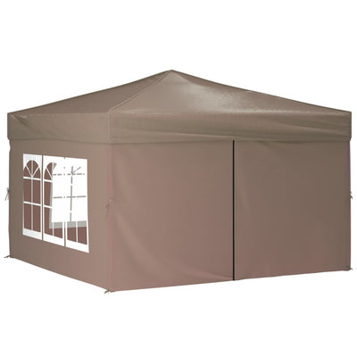 Folding Party Tent with Sidewalls Taupe 3x3 m