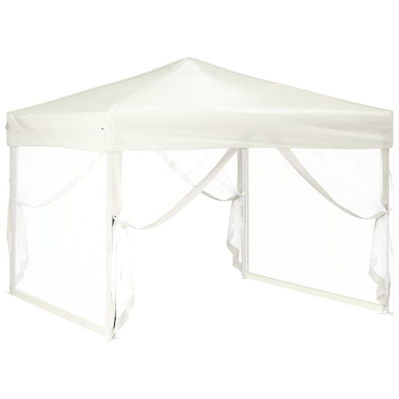 Folding Party Tent with Sidewalls Cream 3x3 m