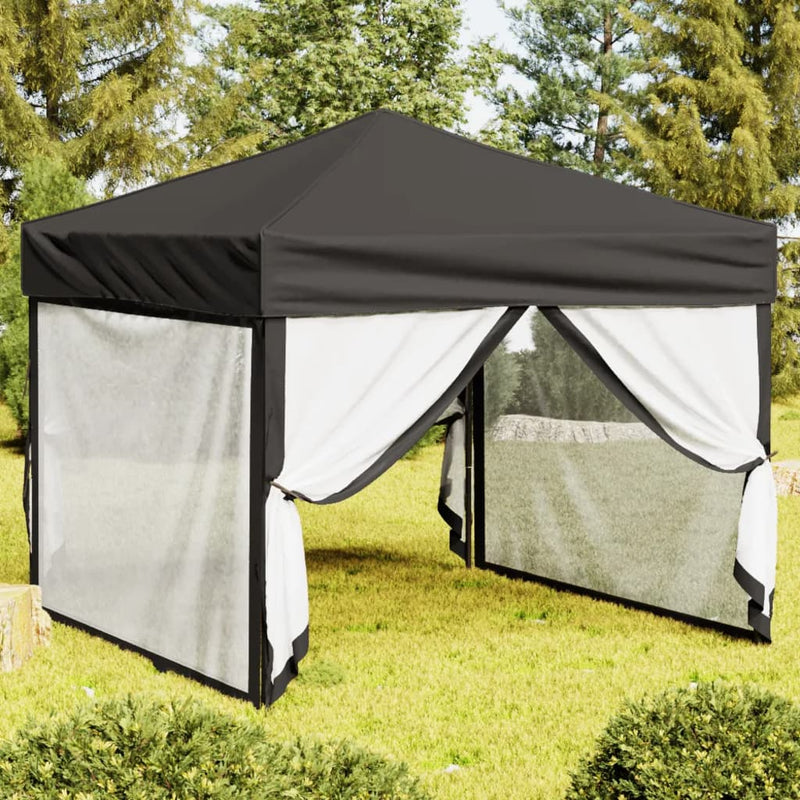 Folding Party Tent with Sidewalls Anthracite 3x3 m