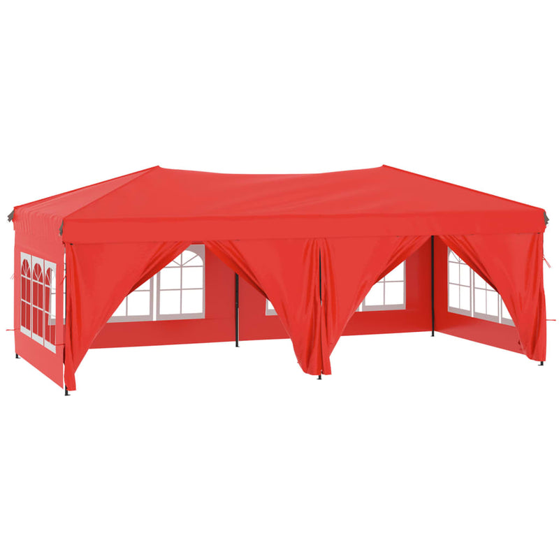 Folding Party Tent with Sidewalls Red 3x6 m