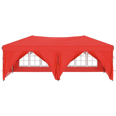 Folding Party Tent with Sidewalls Red 3x6 m