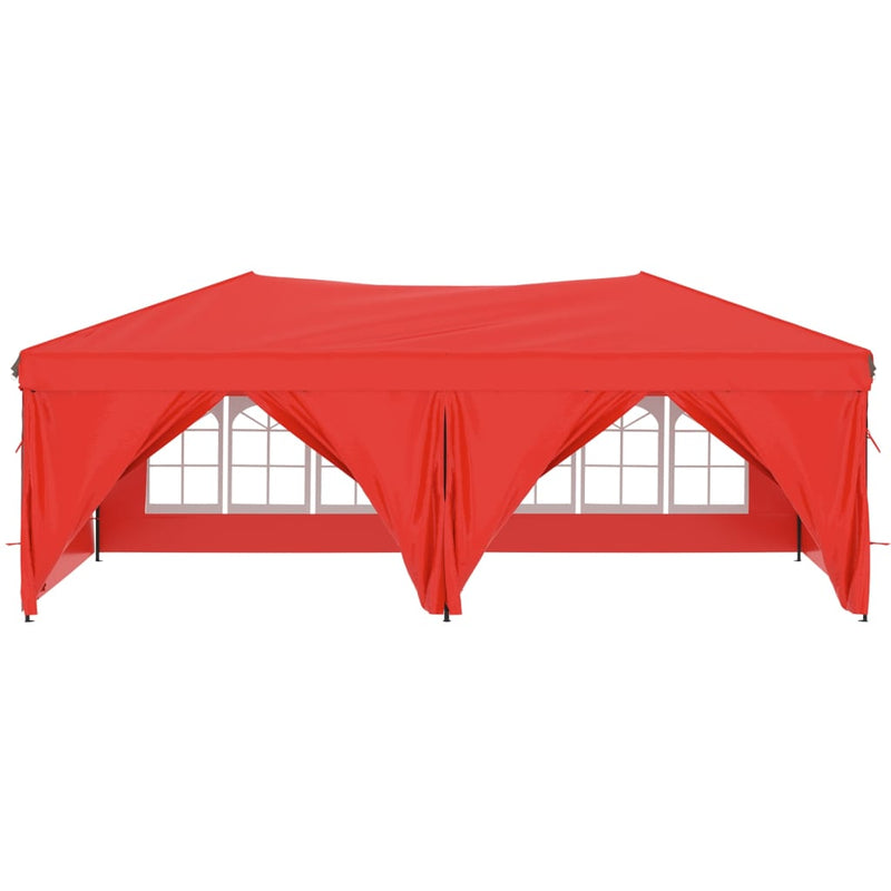 Folding Party Tent with Sidewalls Red 3x6 m